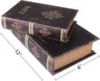 SICOHOME Decorative Book Box Set of 2 Wood Faux Book Box - Image 7