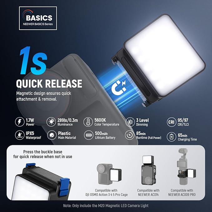 NEEWER Basics M20 Magnetic LED Camera Light Compatible - Image 3