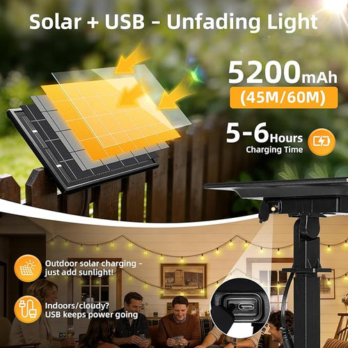 150FT Solar Lights Outdoor Waterproof: G40 45M Shatterproof Bulbs Patio Lights - Image 2