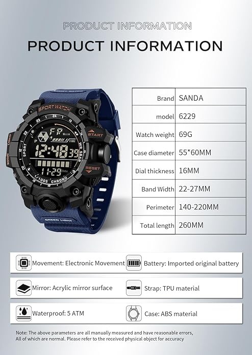 FANMIS Mens Military Multifunction Digital LED Watch Electronic Waterproof - Image 7