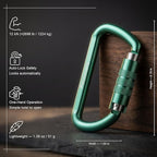 FresKaro 3inch 12kN-2698lbs Auto Locking Carabiner Clips, Solid D Shape - Image 2