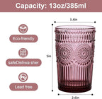 ZMOWIPDL Vintage Glassware Drinking Glasses Set of 6, 13 oz Purple Textured - Image 2