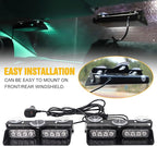 XRIDONSEN 2 in 1 Green White Dash Emergency Strobe Lights Interior Windshield - Image 4