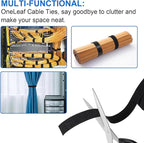 OneLeaf Hook and Loop Roll Reusable Fastening Cable Ties, 33ft x 1inch Black - Image 4