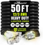 50ft Outdoor/Indoor Extension Cord 3-Outlet 12/3 Gauge Extra Heavy Duty 3 Prong by LifeSupplyUSA