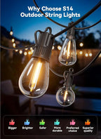 Minetom 80FT Outdoor String LED Patio Lights Waterproof, 24 Shatterproof S14 - Image 2