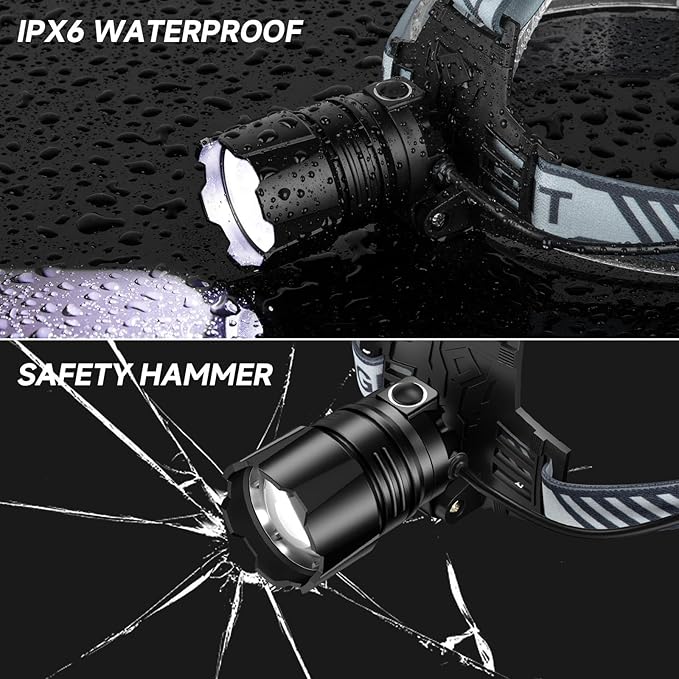 NiaoChao 2Pack Headlamp Rechargeable, 99000 LM Super Bright LED Head Lamp - Image 8