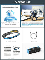 Smiling Shark LED Headlamp, 230°Wide Angle 3*Multi-Color Light Strips The - Image 7