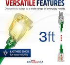 3ft Outdoor/Indoor Extension Cord 14/3 Gauge Heavy Duty 3 Prong SJTW, Waterproof - Image 6