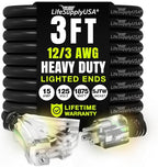 3ft Outdoor/Indoor Extension Cord 3-Outlet 12/3 Gauge Extra Heavy Duty 3 Prong by LifeSupplyUSA