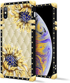 Compatible with iPhone XR Case, Sunflower Diamonds Leather Luxury Golden - Image 2