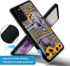 for Samsung Galaxy S20 Plus Case, Cute Little Elephant Sunflower White Line Art - Image 3