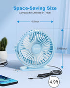 TriPole Small Desk Fan USB Powered Mini Portable Fan, 3 Speeds Strong Breeze - Image 5