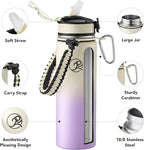 GOSWAG Insulated Sports Water Bottle, 24oz 2 Lids, Stainless Steel Water Bottles - Image 3
