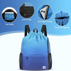 Drawstring Backpack with Mesh Pockets String Gym Bag Sackpack Sandproof Water - Image 4