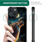 for iPhone 15 Case, Star Cave Hungry Wolf Pattern Graphic Design Girl Boy Soft - Image 2