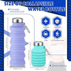 Baderke 2 Pcs Collapsible Water Bottles 17oz Silicone Travel Foldable Portable - Image 2
