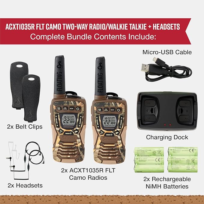 Cobra ACXT1035R FLT CAMO Floating and Waterproof Walkie Talkies - Image 6