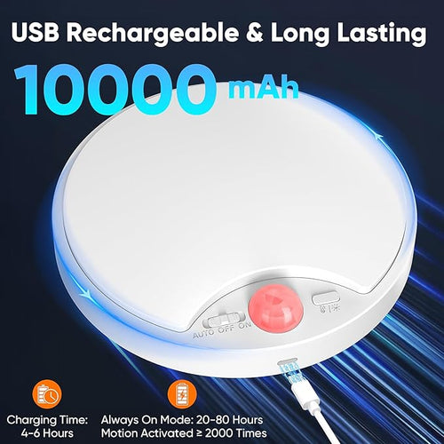 2 Pack 10000mAh Rechargeable Motion Sensor Ceiling Light - Image 2
