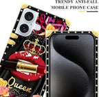 Compatible with iPhone 16 Case, Queen Lip Crown Leopard Print Luxury Golden - Image 4