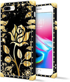 Compatible with iPhone 8 Plus 7 Plus Case, Shine Gold Rose Luxury Golden - Image 2