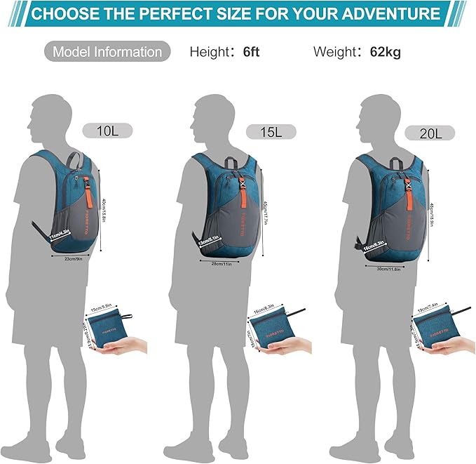 FIORETTO 10L Hiking Backpack for Women Men Mini Packable Backpack Lightweight - Image 6