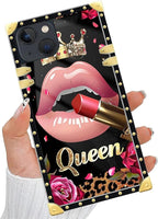 Compatible with iPhone 13 Case, Glitter Red Rose Queen Leopard Lipstick Luxury - Image 5