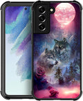 for Samsung Galaxy S21 Plus Case, Star Two Wolfs Howling Pattern Graphic Design by FKBRCL4U