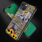 for iPhone 13 Case, Cute Little Elephant Sunflower White Line Art Pattern - Image 2