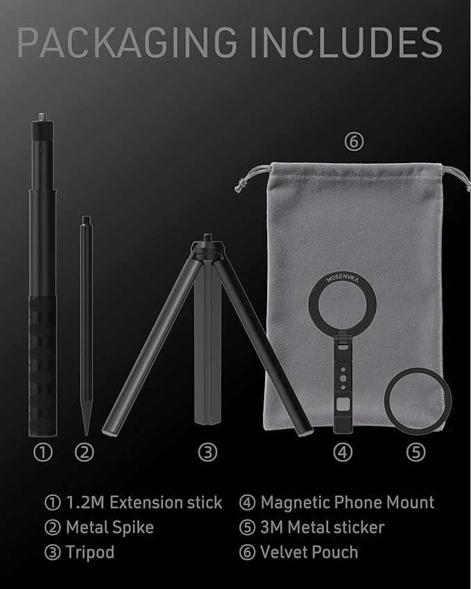 MOSENVKA Golf Tripod & Monopod Magnetic Phone Holder Golf Selfie Stick Tripod - Image 8