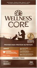 Wellness CORE Adult Dry Cat Food, Grain Free Kibble, Turkey Meal and Chicken by WellnessNaturalPetFood