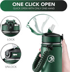 GOSWAG Insulated Sports Water Bottle, 24oz 2 Lids, Stainless Steel Water Bottles - Image 5
