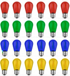GvvooHome 24 Pack S14 Colored LED String Light Bulbs, 1W Plastic Shatterproof by GvvooHome