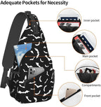 Bat Crossbody Sling Bags for Women Men White Flying Bats Silhouettes on Black - Image 3