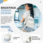 BJLFS Blue White Backpack for Women Men, Gym Backpack for Women Foldable - Image 6