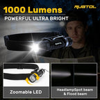 Rugtol Headlamp, USB C Rechargeable Battery Powered Head Lamp LED Flashlight - Image 3
