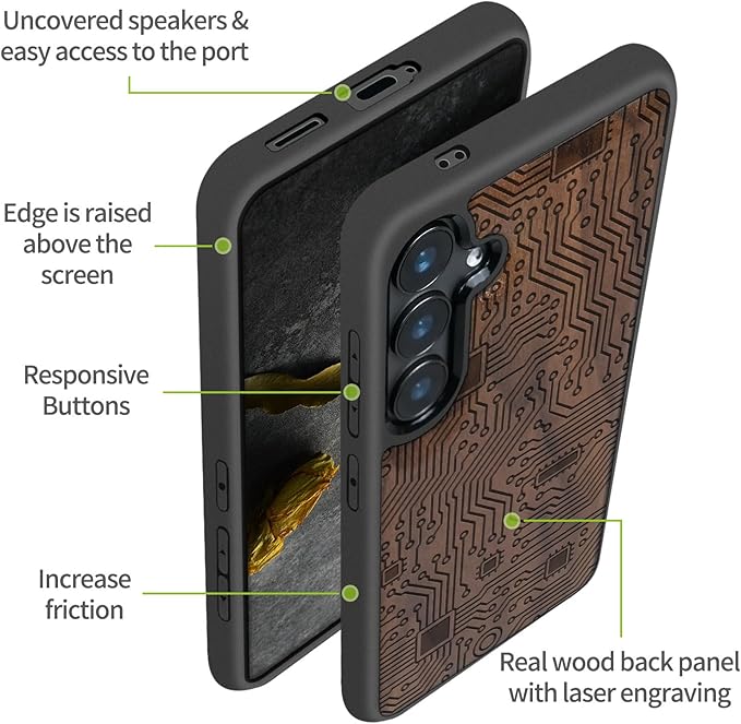 Carveit Wood Case for Galaxy S24 Plus Case Shockproof Protective Cover Unique - Image 6