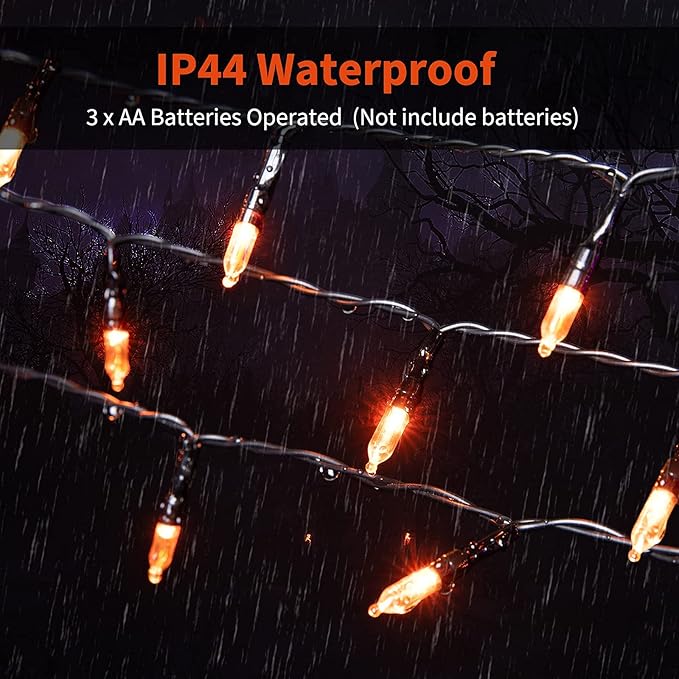 Halloween Orange String Lights Decorations，2 Pack 17.8 Feet 50 LED Battery - Image 3