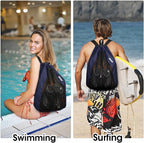 WANDF Swim Bag Mesh Drawstring Backpack Beach Backpack - Image 7