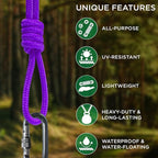 TECEUM Rope – 90 Feet x 1/4 Inch – Purple – Strong All-Purpose Utility Rope – - Image 4
