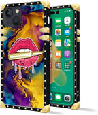 Compatible with iPhone 14 Case, Cool Corlorful Lip Marble Luxury Golden - Image 2