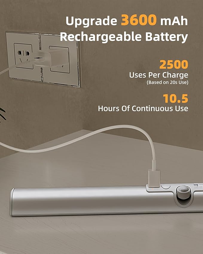 EZVALO 17-Inch Motion Sensor Closet Lights, 3600mAh Rechargeable Battery LED - Image 4