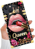 Compatible with iPhone 14 Case, Glitter Red Rose Queen Leopard Lipstick Luxury - Image 5
