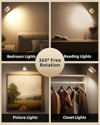LED Wall Mounted Lights, 2 Pack Rechargeable Wall Sconce Lamps, 3 Color Temps & - Image 4