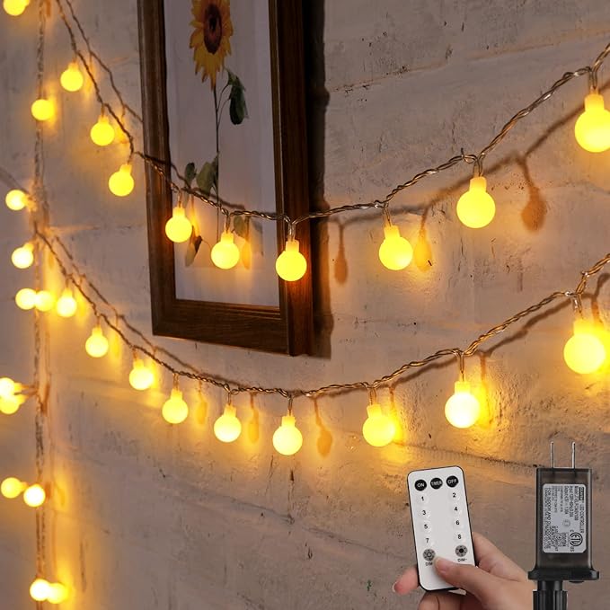 Minetom Globe String Lights, 33 Feet 100 Led Fairy Lights Plug in, 8 Modes by Minetom