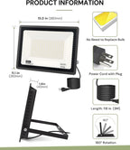 L LOHAS LED 300W Dusk to Dawn Flood Light, IP66 Waterproof Plug in Floodlights - Image 5