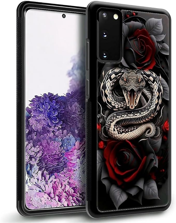 for Samsung Galaxy S20 Case, Entwined Rose Snake Pattern Graphic Design Girl - Image 5