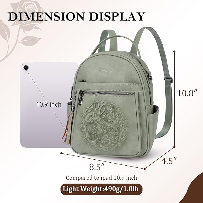 Mini Backpack Purse for Women, Embossed Leather Small Backpack Fashion Travel - Image 3