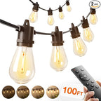 addlon 100FT LED Outdoor String Lights, Remote Dimmable Patio Lights by addlon