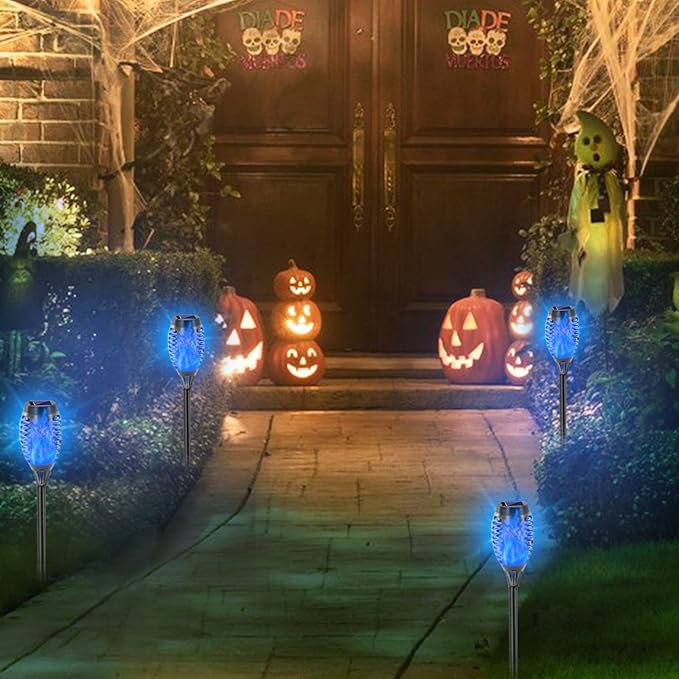EOYIZW Solar Lights Outdoor, 12 Pack Blue Solar Torch Light - Image 6